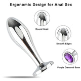 Anal Butt Plug, 3Pcs Set Safety Metal Anal Butt Plug Sex Toys with Crystal Diamond Beginner Anal Toys for Adult Unisex (Purple)