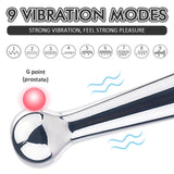 G-Spot Massage Dildo, Metal Pleasure Wand Anal Stimulation, 9 Vibration Modes, Anal Butt Plug - G-Spot Stimulation Pleasure Wand