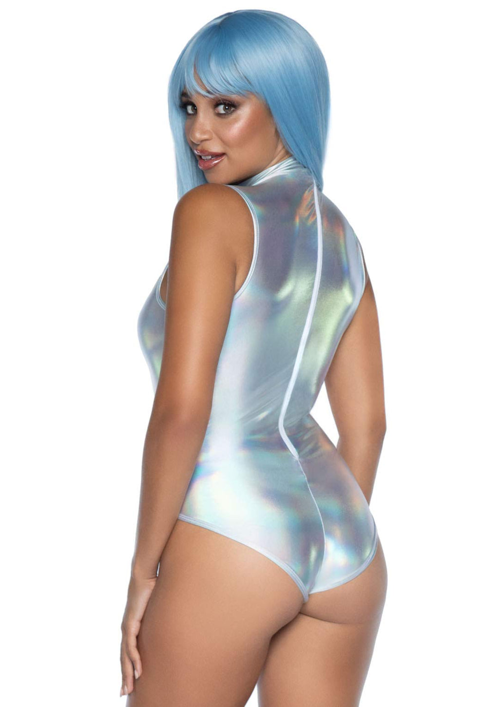 Leg Avenue 2 Pc Holographic Metallic Span Silver Color