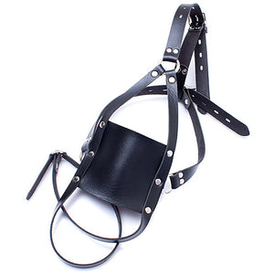 Panel Mouth Gag Harness Gag - Davidsource Panel Gag with Silicone Solid Ball Gag Lockable Leather Head Harness Bondage Gag BDSM
