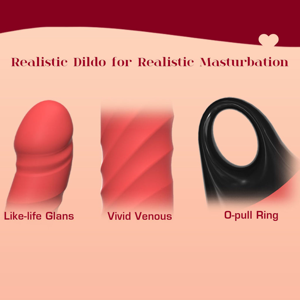 Thrusting Vibrating Dildo, 3 in 1 Female G Spot Vibrator with Clitoral Stimulator, Women Adult Sex Toys 3 Thrust 5 Pulsating 10