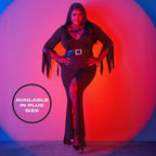 3 Pc Immortal Mistress, Includes Deep-V Body Hugging Dress With Classic Tentacle Hem And Tattered Sleeves, Sequin Belt, And Glit