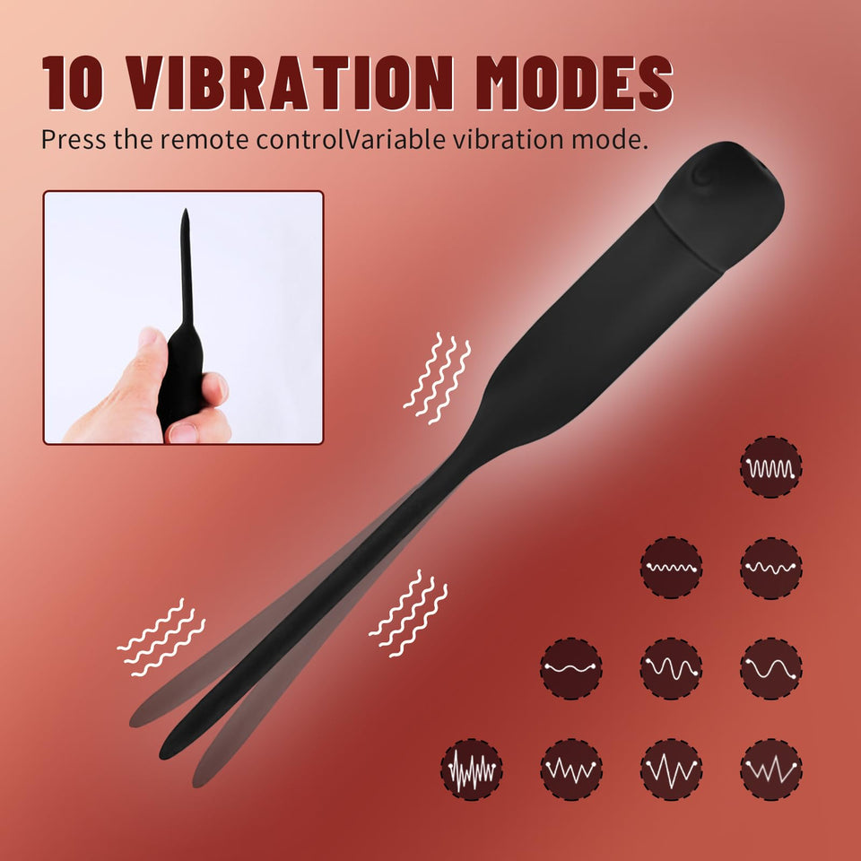 Cupeniss Urethral Sounds Vibrator, Silicone Urethral Vibrating Penis Plug with 10 Vibration Prostate Stimulation Masturbator Mas