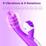 2in1 G Spot Vibrator Sex Toys for Women and Couple, Thrusting Body-Safe Silicone Vibrator Rabbit with 9 Rotating & 9 Vibrating M