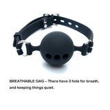 RYOZOCH Silicone Breathable Ball Gag for Adult Bondage Restraints Sex Play (Black, 1.9in Ball)