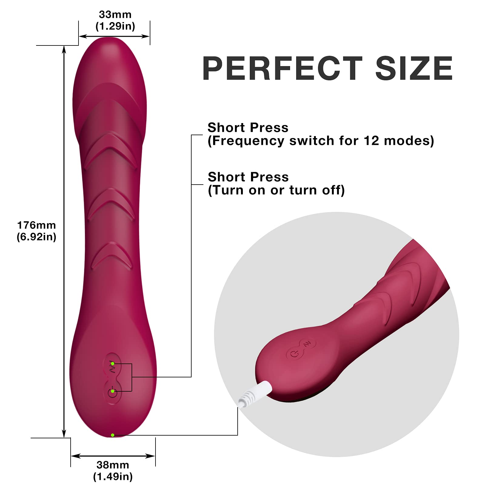 G Spot Dildo Vibrator For Vagina Clitoris Anal Stimulation, Waterproof Rechargeable Quiet Vibrating Powerful Vibrators Adult Sex Toy Gift For Women Couple With 12 Vibration Mode- Melo