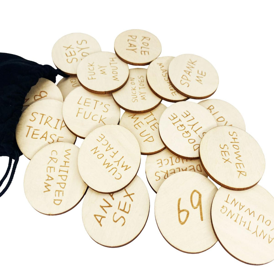 20Pcs Funny Tokens Sex, Date Night Ideas Activity Tokens Games Funny Wooden Couples Wedding Anniversary Token Gift Romantic Funn