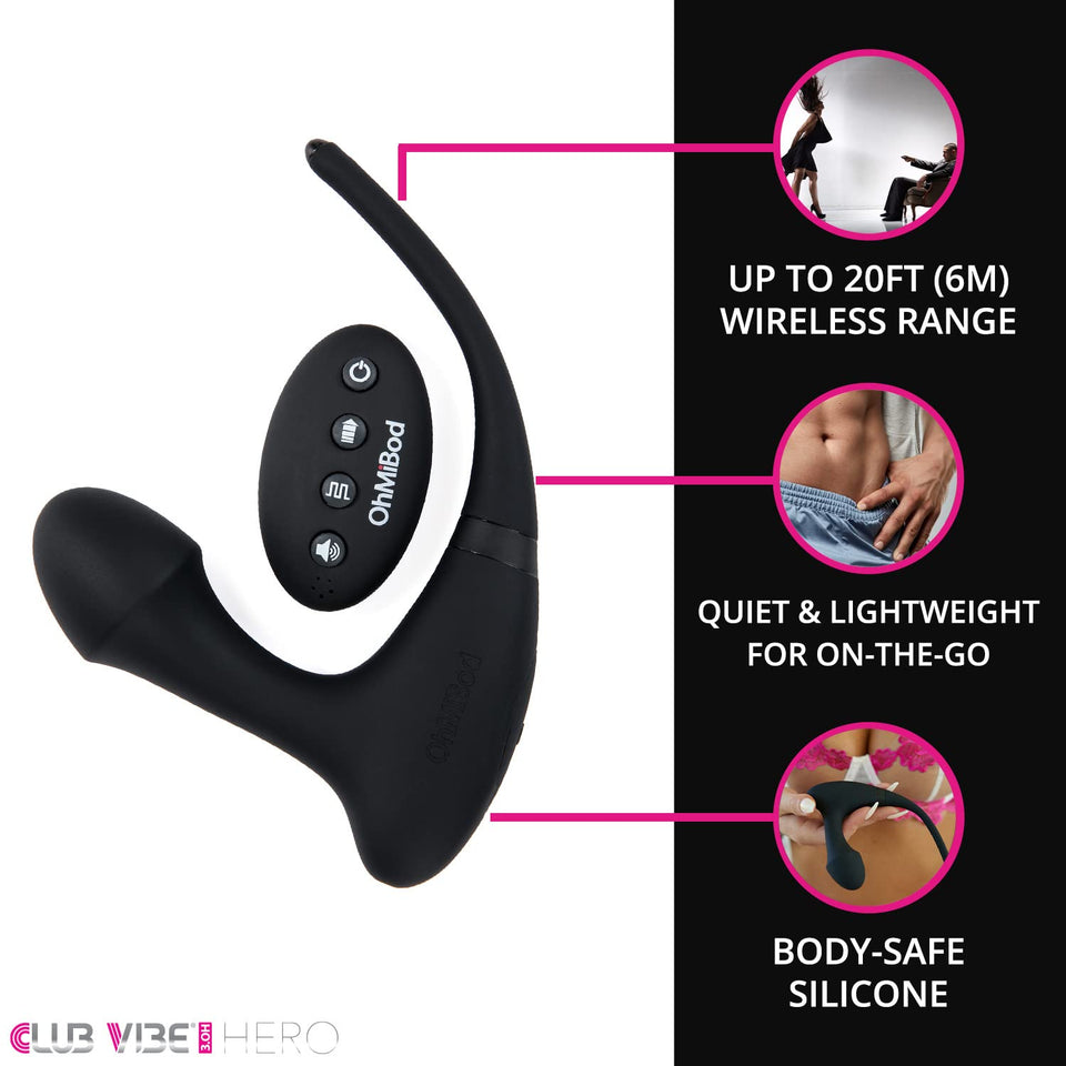 Ohmibod Club Vibe 3.Oh Hero Wearable Anal Vibrator - Wireless Remote Control Vibrating Butt Plug - Personal Massager For Women -