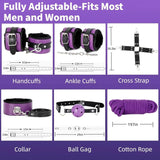 BDSM Bondage Restraint Kits 12PCS Sets Sex Toys Handcuffs Ankle Collar Cuffs Blindfold Feather Tickler Ball Gag Anal Plug SM Gam