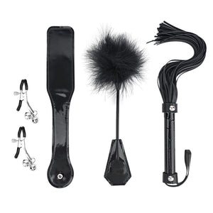 4 PCS BDSM Training Set Sex Whip Adult Sex Flap Paddle Role Playing Adult Role Playing Sex Game BDSM Feather Hand Flap Whip Nipp