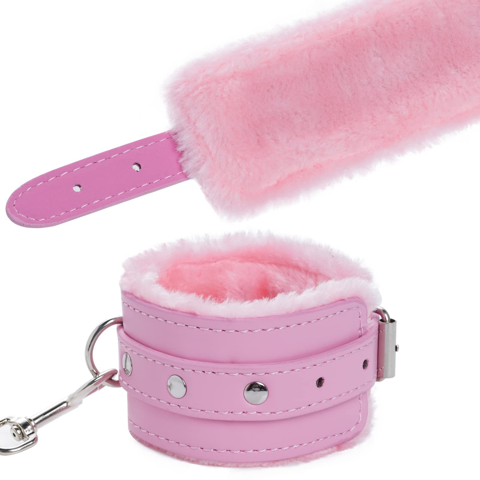 Adjustable Handcuffs Ankle Bracelets SM Adult Plush PU Leather Bondage Fetish Handcuffs Kit Cuff Restraint Set Sex Toy, Rbenxia
