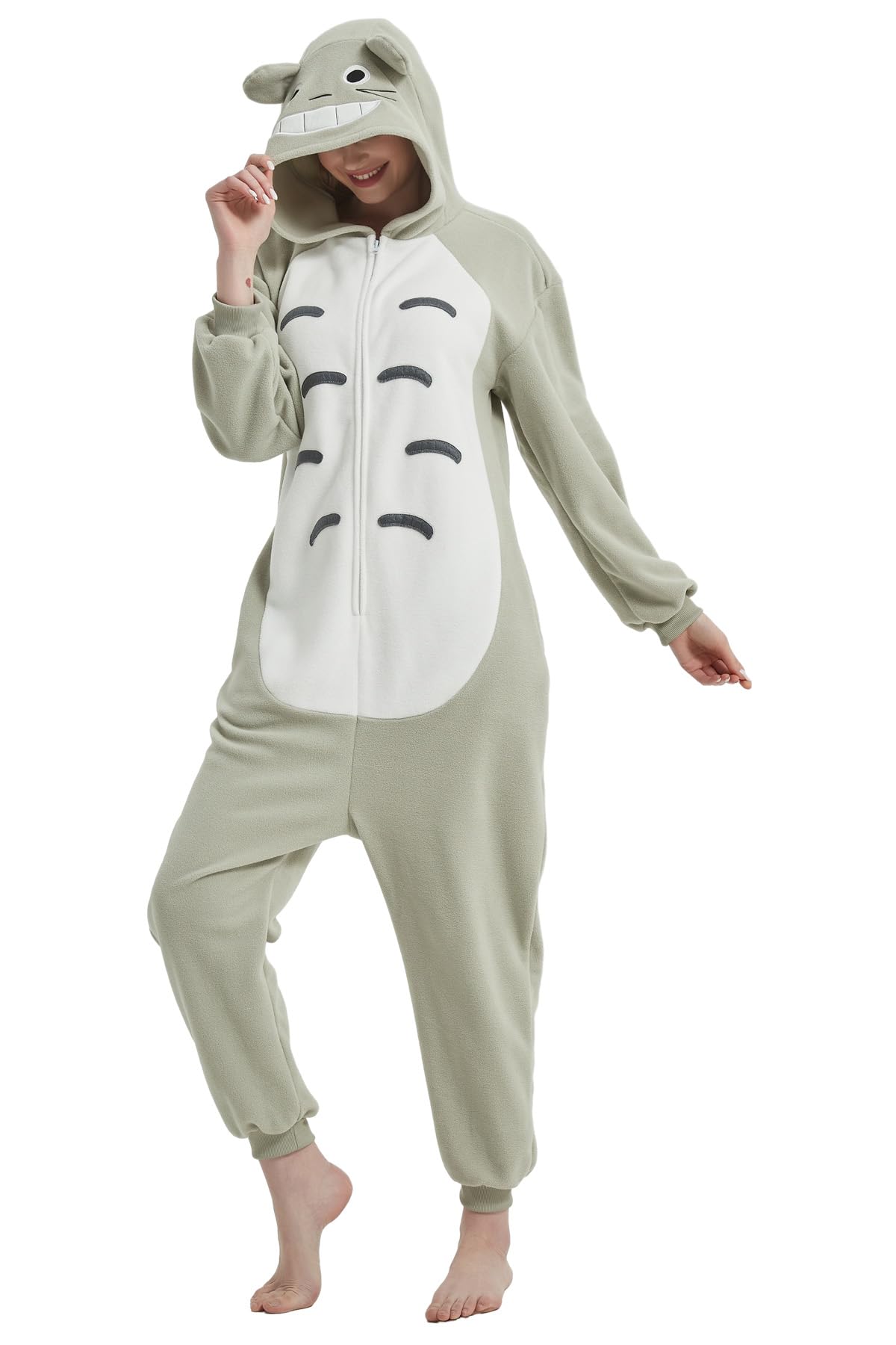 Sqlszt Animal Onesie Adult One Piece Pajamas Unisex Cosplay Costume for Women Men M Grey