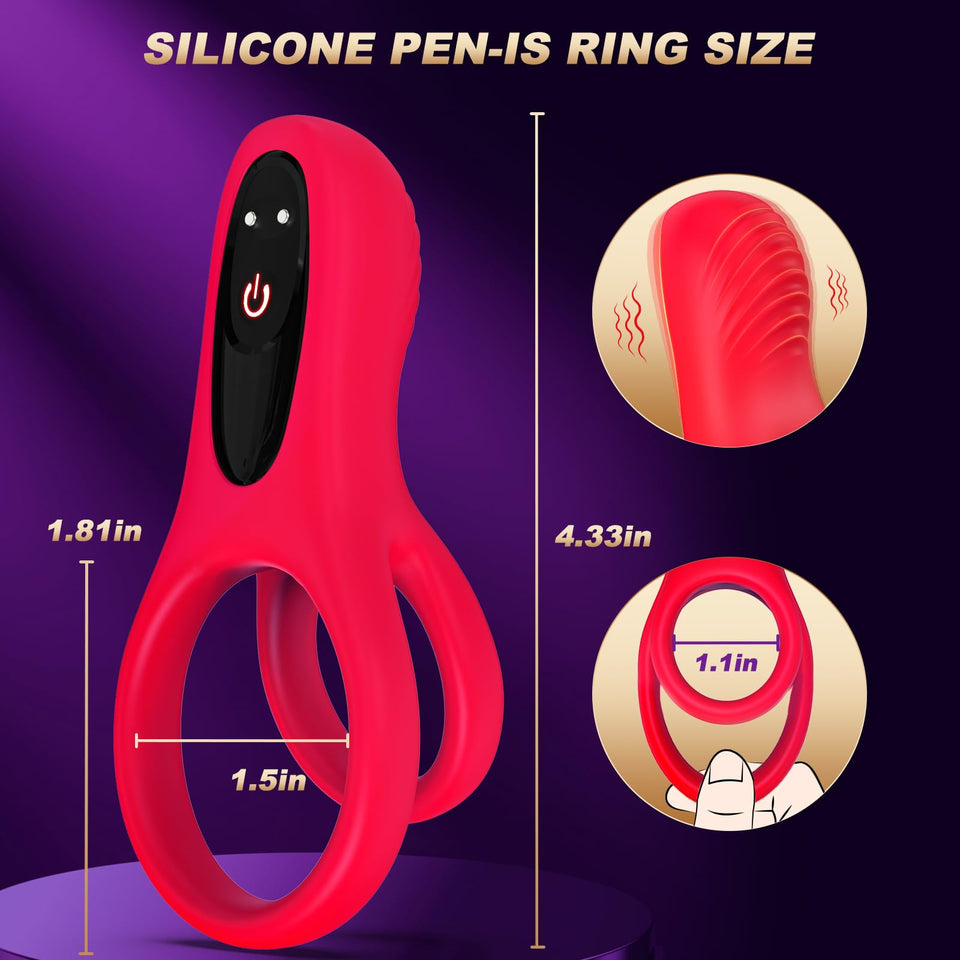 JIAYYA Vibrating Cock Ring with Clitoral Stimulator, Pleasure Penis Ring Vibrator Couples Adult Sex Toys for Men Women, 9 Vibrat