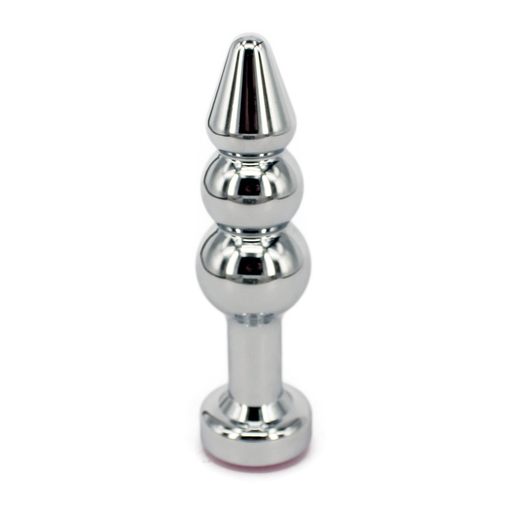 Metal Anal Trainer Butt Plug for Beginners, Eastern Delights 3 Beads Anal Sex Toy, Pink