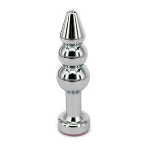Metal Anal Trainer Butt Plug for Beginners, Eastern Delights 3 Beads Anal Sex Toy, Pink