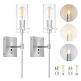 Aibisod 3-Color Battery Operated Wall Sconces With Remote Control Dimmable Battery Wall Sconces Set Of Two, Nickel Rechargeable