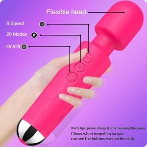 Vibrator Wand,Adult Sex Toy Wand, G Spot Dildo, Clit Vibrator, Sex Vibrators,Clitoris Stimulation,with 8 Speeds & 20 Patterns, Q
