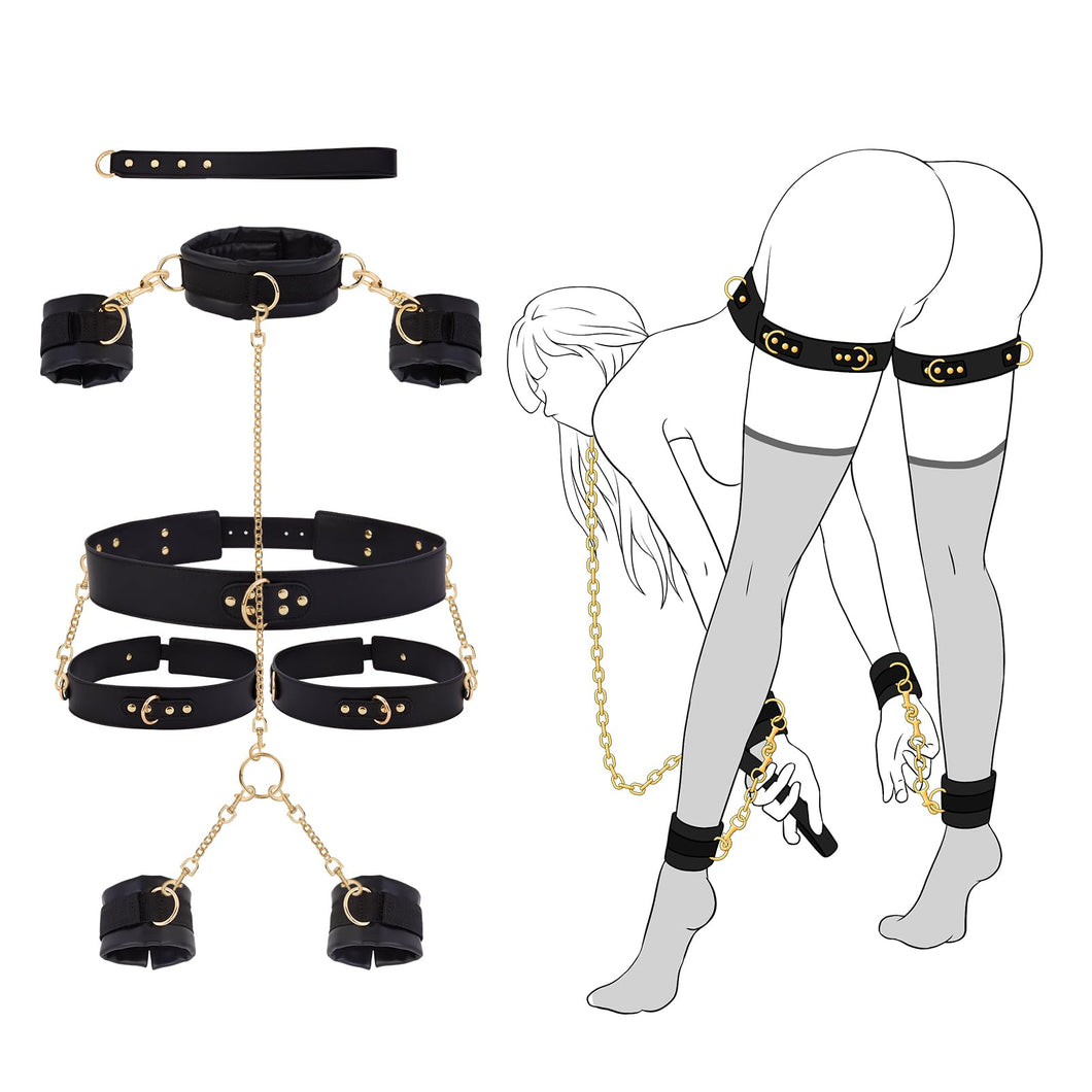 Sex Bondage BDSM Kit Restraints - UTIMI Adult Sex Toys for Couples Neck to Wrist SM Gear & Accessories Game 7PCS Sets with Adjus