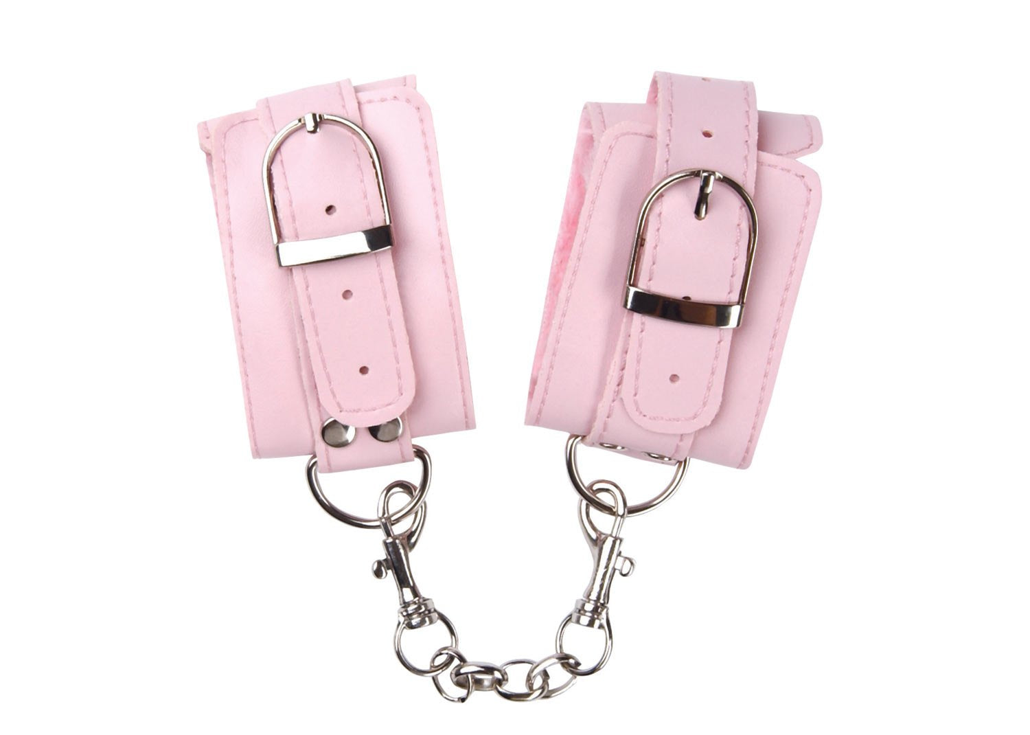 Grrl Toyz Pink Plush Wrist Cuffs With Chain