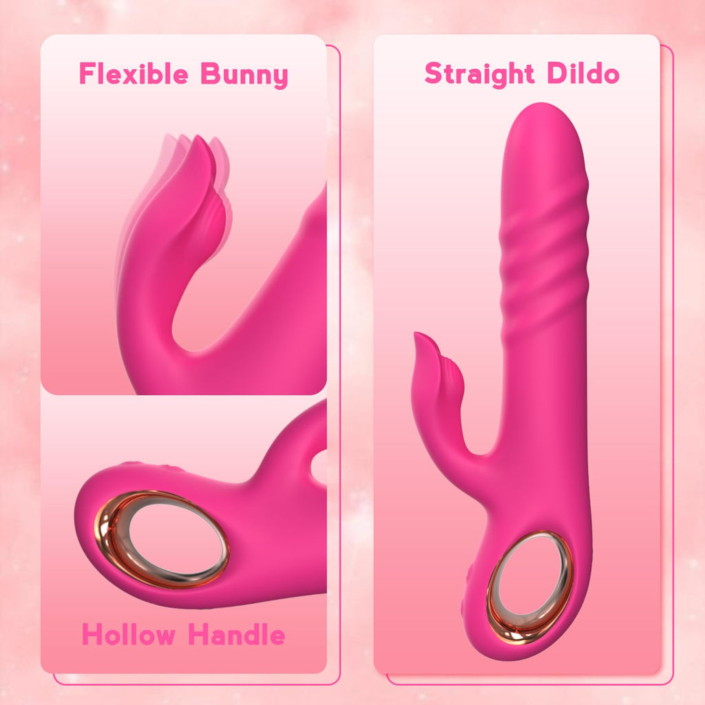 Thrusting Vibrator Sex Toy for Women - G Spot Vibrator Clitoral Stimulator Dual Rabbit Dildo Vibrator with 10 Powerful Vvibratio
