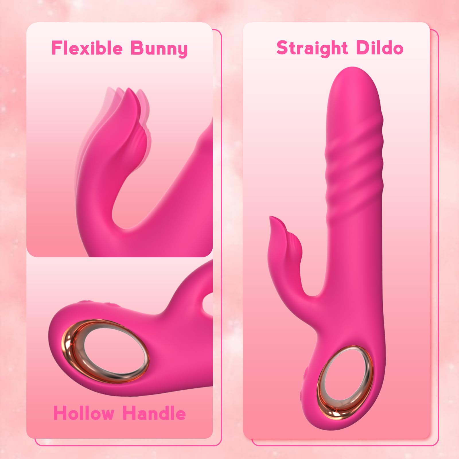 Thrusting Vibrator Sex Toy for Women - G Spot Vibrator Clitoral Stimulator Dual Rabbit Dildo Vibrator with 10 Powerful Vvibratio