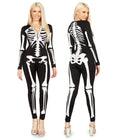 Tipsy Elves Form Fitting & Flattering Skeleton Bodysuit for Halloween - Womens Sexy Skeleton Costume - White Size Small