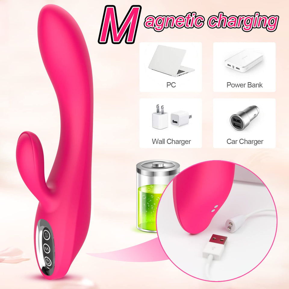 Rabbit Vibrator Sex Toys for Women - G Spot Clitoral Anal Dildo Vibrator with 7 Vibrating Modes & 3 Clit Speeds, Female Vibrator