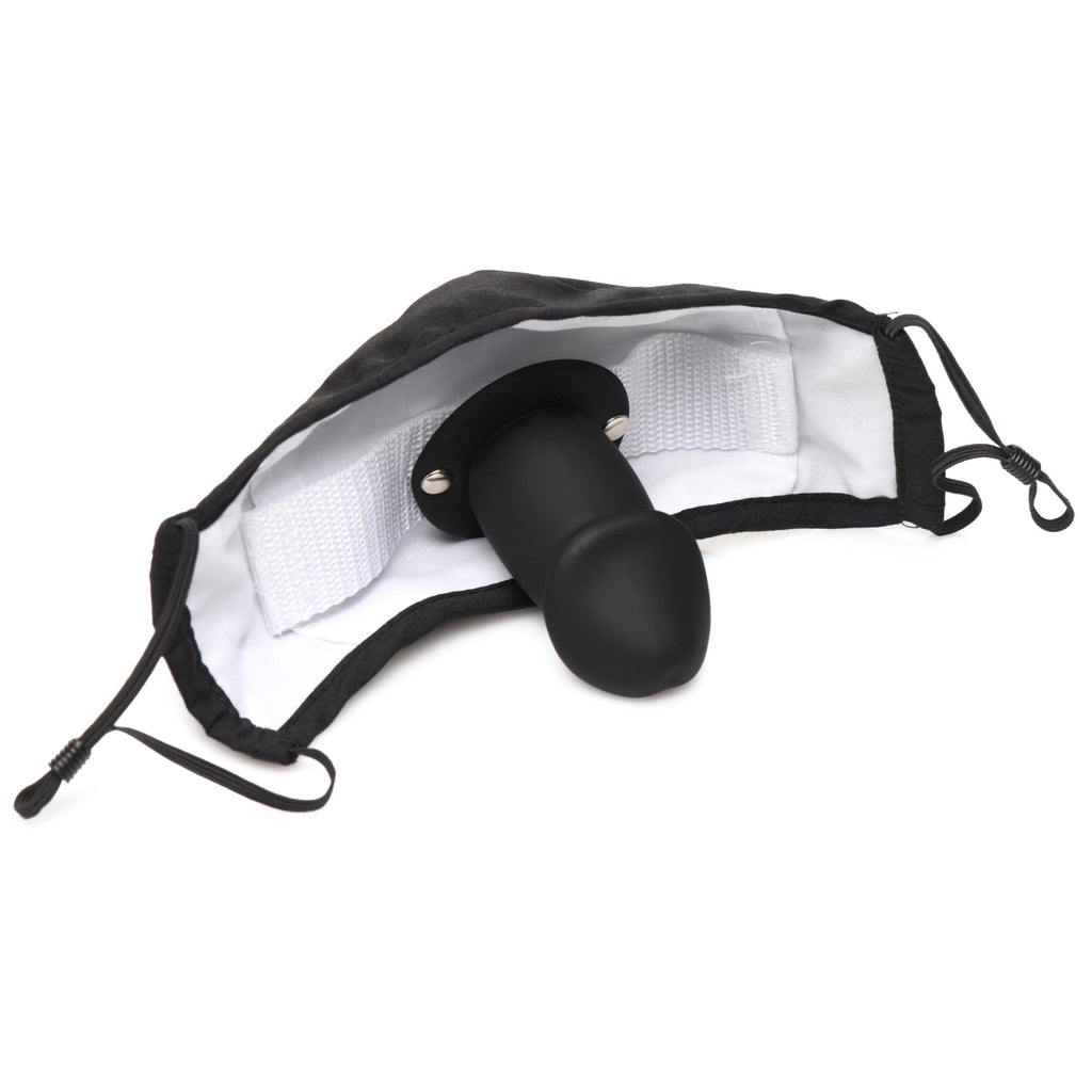 MASTER SERIES Mouth-Full Premium Silicone Dildo Face Mask for Men Women & BDSM Couples. Breathable Cotton Face Mask with Hidden