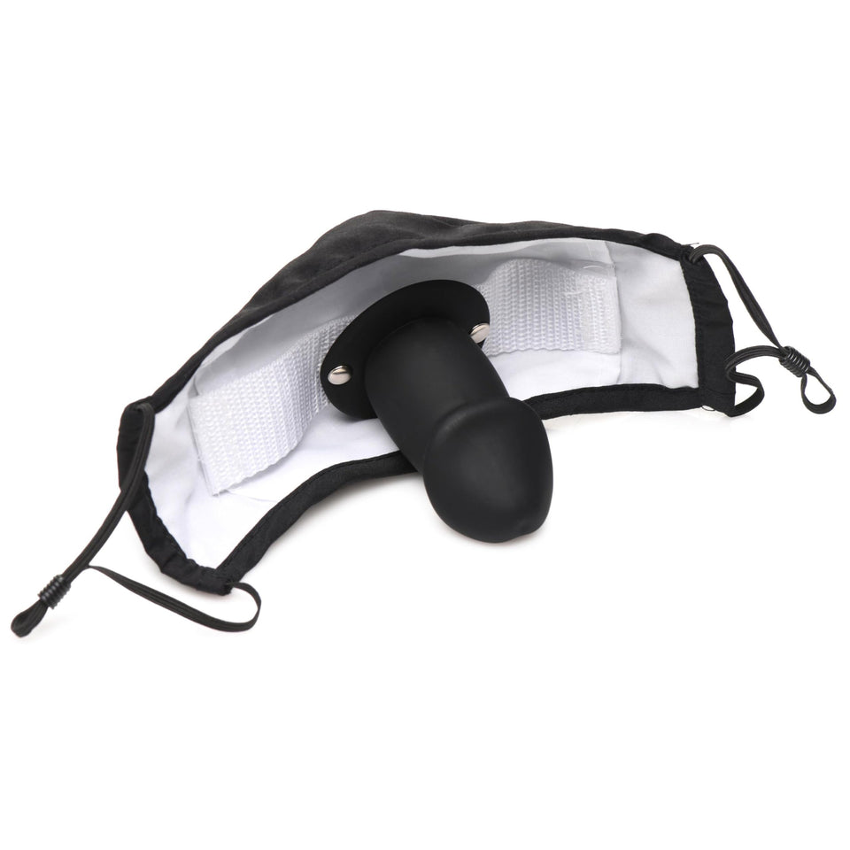 MASTER SERIES Mouth-Full Premium Silicone Dildo Face Mask for Men Women & BDSM Couples. Breathable Cotton Face Mask with Hidden