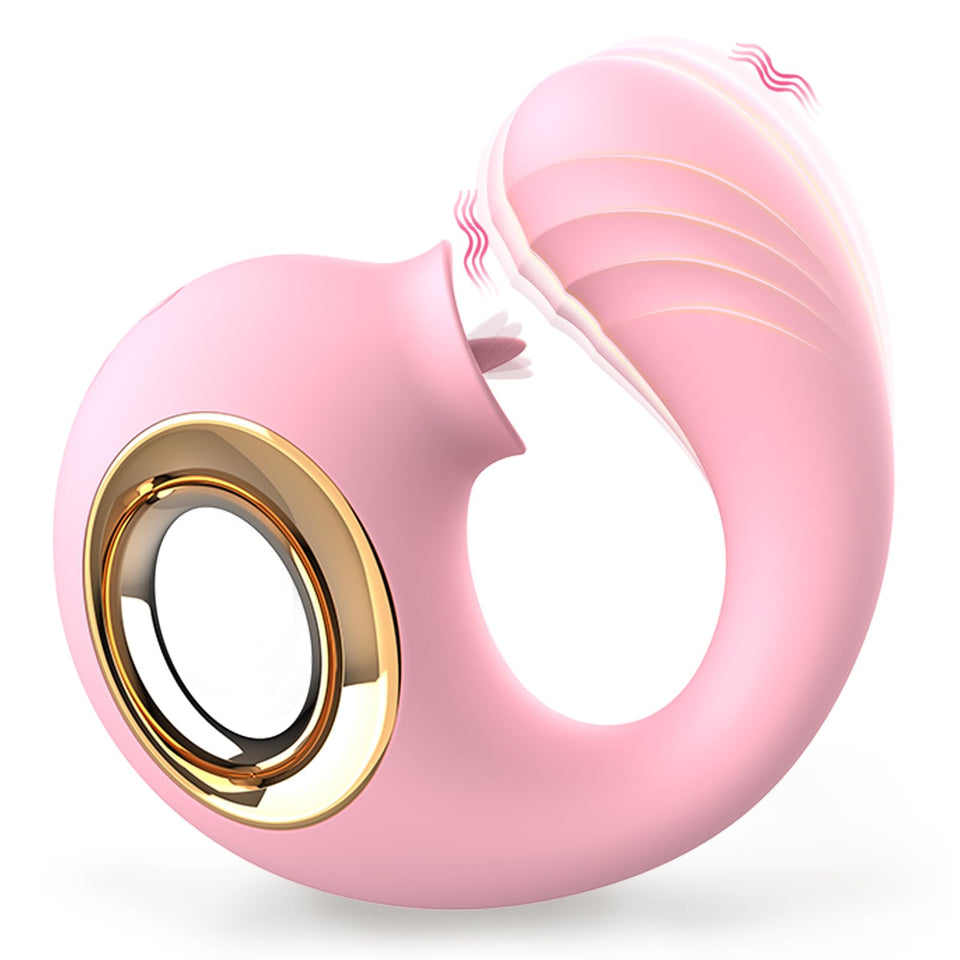 Rose Sex Toys Adult Toys for Women, G Spot Vibrator for Double Stimulation with 12 Vibrating & Tongue Licking Modes, Anal Dildos