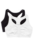 Fruit of the Loom Womens Front Close Builtup Sports Bra, Black Hue/White, 44