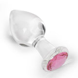 Crystal Glass Anal Plug with Luxury Jewelry Butt Plug Fetish Anus Stimulation Unisex Adult Anal Sex Toy (Pink, L)