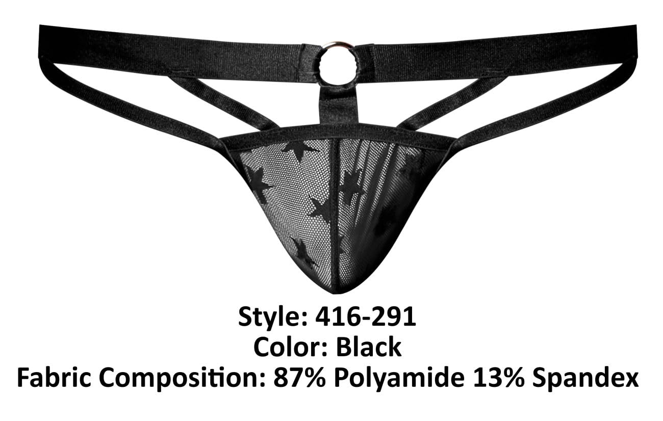 Love Star Thong W/ Ring Black L/Xl