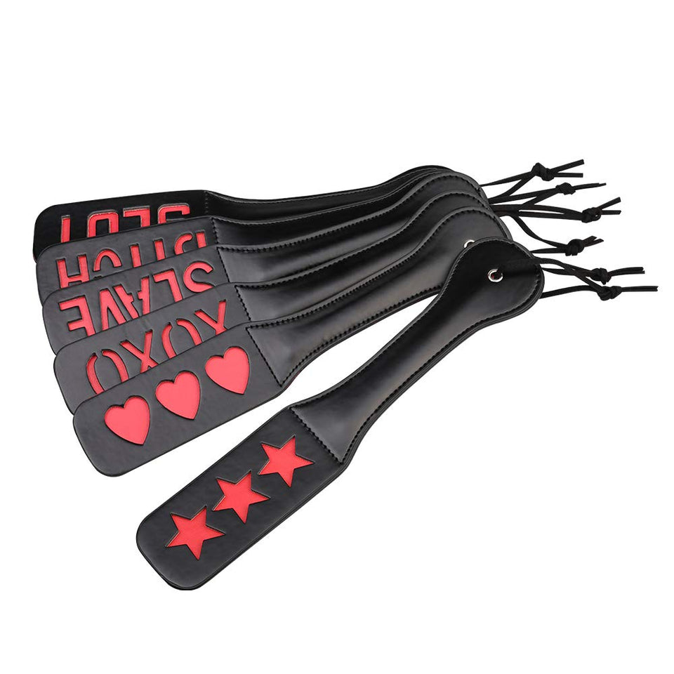 VENESUN Hearts Spanking Paddle for Adults, 12.8inch Faux Leather Slapper Paddle for Sex Play