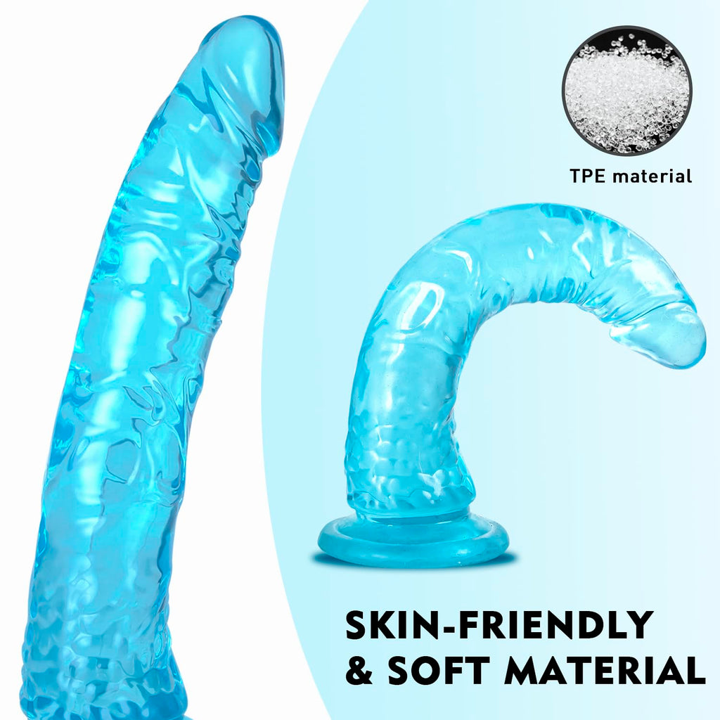 9.4 ' ' Soft Realistic Dildo Sex Toys with Suction Cup for Hands-Free Play, Blue Thick Penis Suitable for Women/Men/Gay/Couples