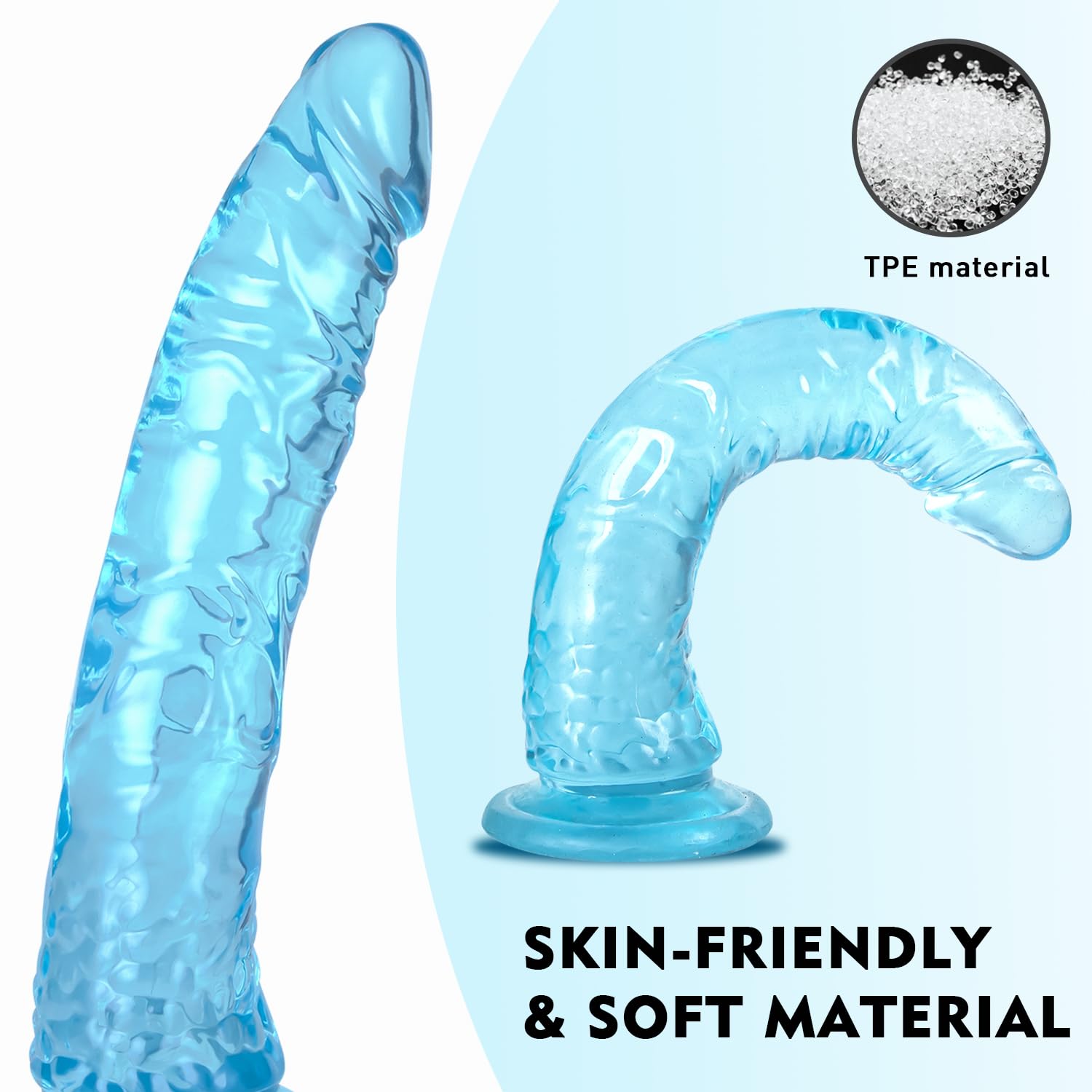 9.4 ' ' Soft Realistic Dildo Sex Toys with Suction Cup for Hands-Free Play, Blue Thick Penis Suitable for Women/Men/Gay/Couples