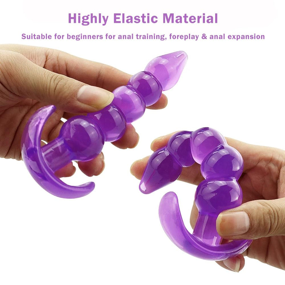 Butt Plugs, 2 Pcs Anal Training Kit Soft Jelly Anal Plug G-spot Prostate Massager Anus Trainer for Adult Masturbation SM Beginne