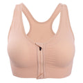 Hiking Gril Womens Zip Front Sports Bra Wireless Post-Surgery Yoga Bras Beige 3XL