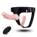 Harness Strap-On Vibration Realistic Dildos with 10 Strong Modes 2 Dildos Silicone Anal G-spot Stimulation Adjustable Strapless