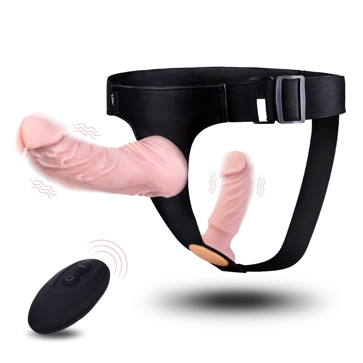 Harness Strap-On Vibration Realistic Dildos with 10 Strong Modes 2 Dildos Silicone Anal G-spot Stimulation Adjustable Strapless
