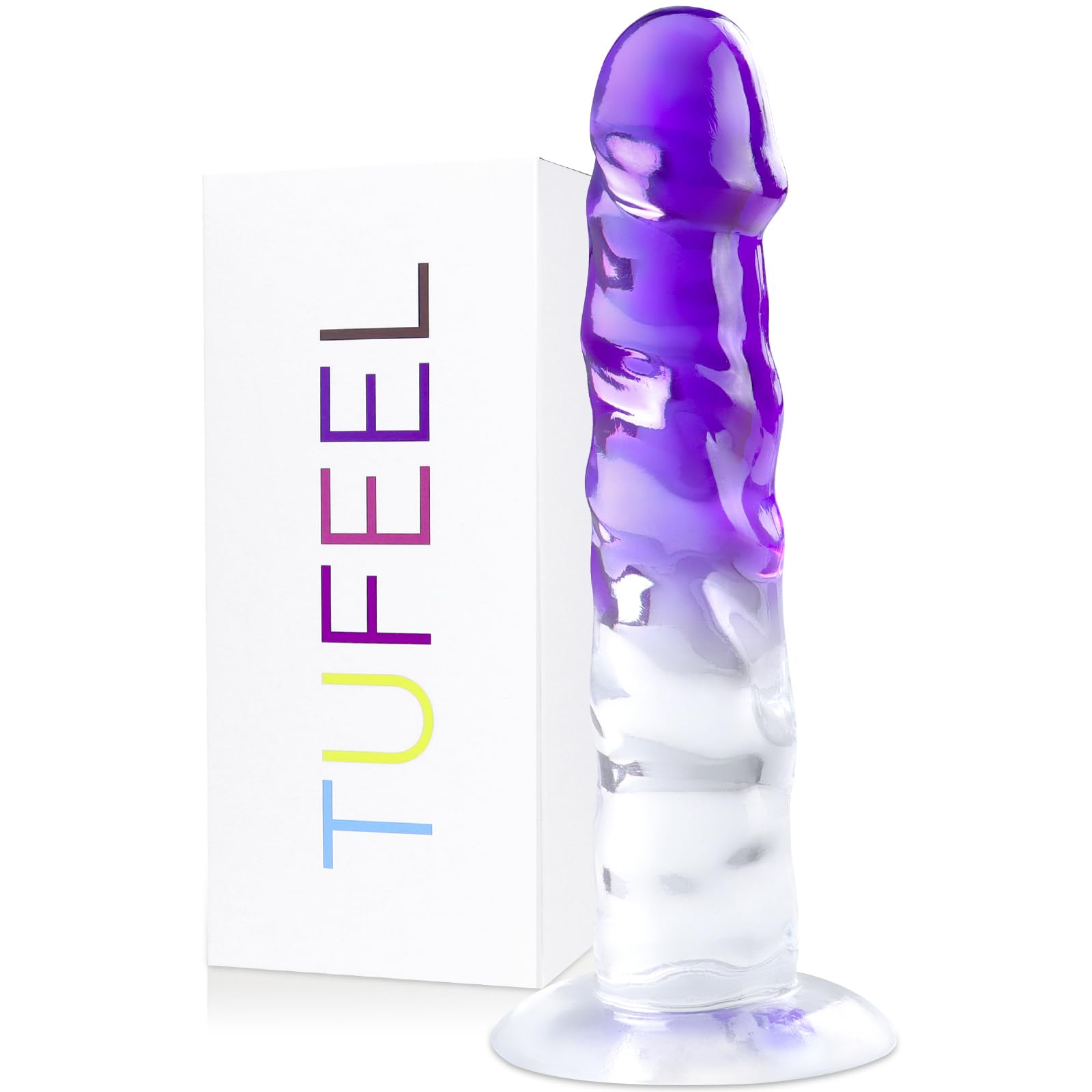 7.8 Inch Dark Purple Clear Textured Dildo, Safe Material Adult G Spot Dildo Sex Toys with Strong Suction Cup, Suitable for Women