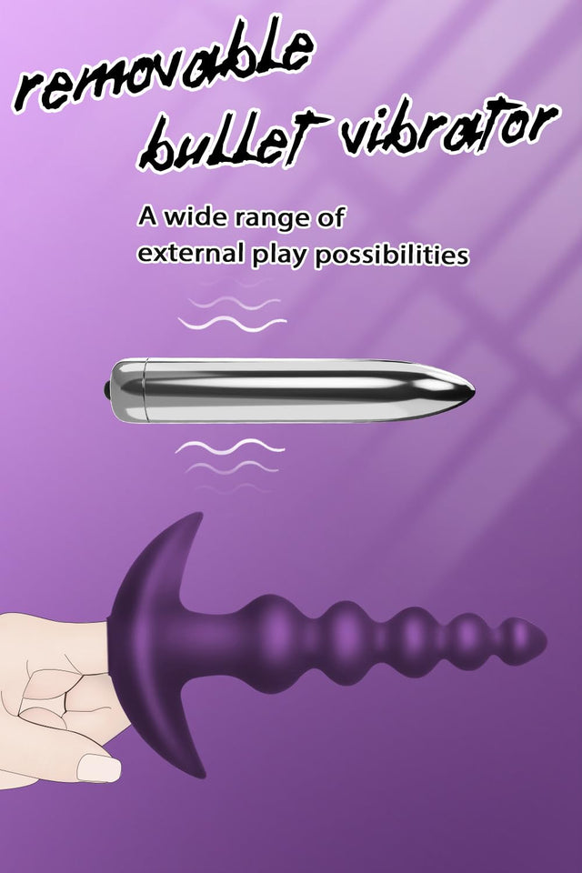 Vibrating Anal Beads Butt Plug Flexible Silicone 16 Vibration Modes Graduated Design Anal Sex Toy Waterproof Bullet Vibrator for