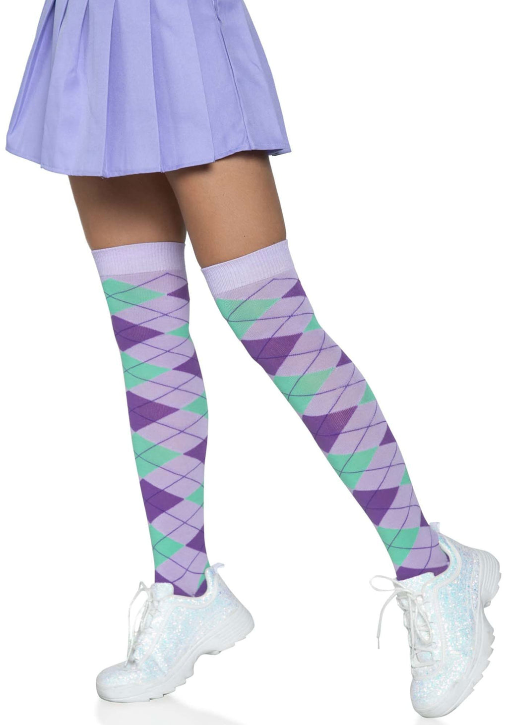 Argyle Knit Over The Knee Sock