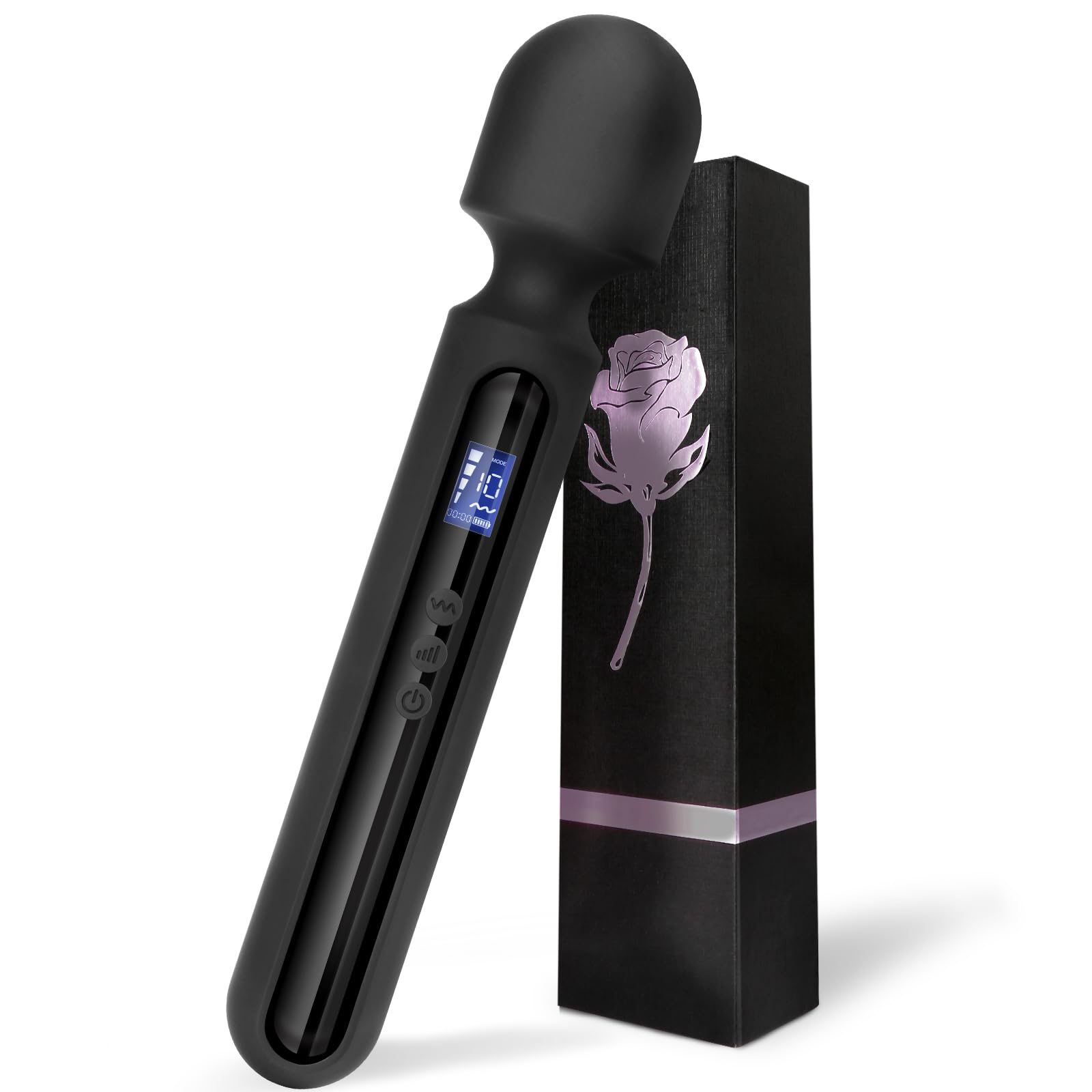 Abmotiy Vibrator Wand, 12 inch Powerful Vibrating Massager Adult Toys with Display 10 Patterns & 4 Speeds, G Spot Vibrator Women