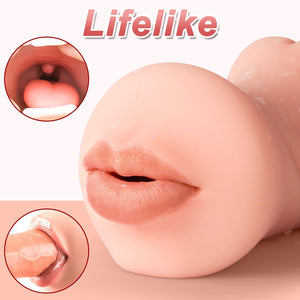 miilkit 3 in 1 Pocket Pussy Male Masturbator - Realistic Flesh Penis Stimulation, Tight Anus & Mouth Blowjob Stroker for Men