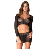 2Pc Quarter Crochet Net Bodystocking O/S