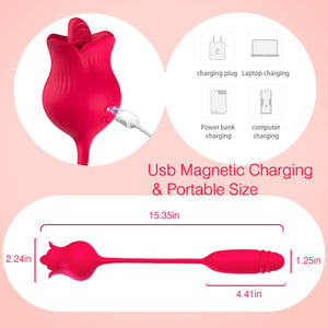 Rose Toy Vibrator for Woman,Clitoral Tongue Vibrator Sex Toys with 10 Speed Modes,G-spot Dildo Rose Nipple Massager Licking Stim