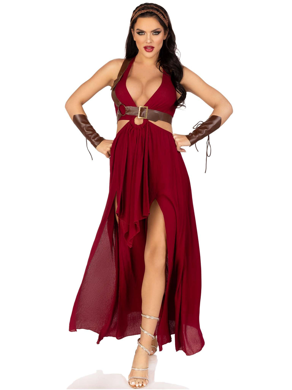 4Pc.Warrior Maiden,Dress,Arm Cuffs,Shoulder Harness,Headpiece