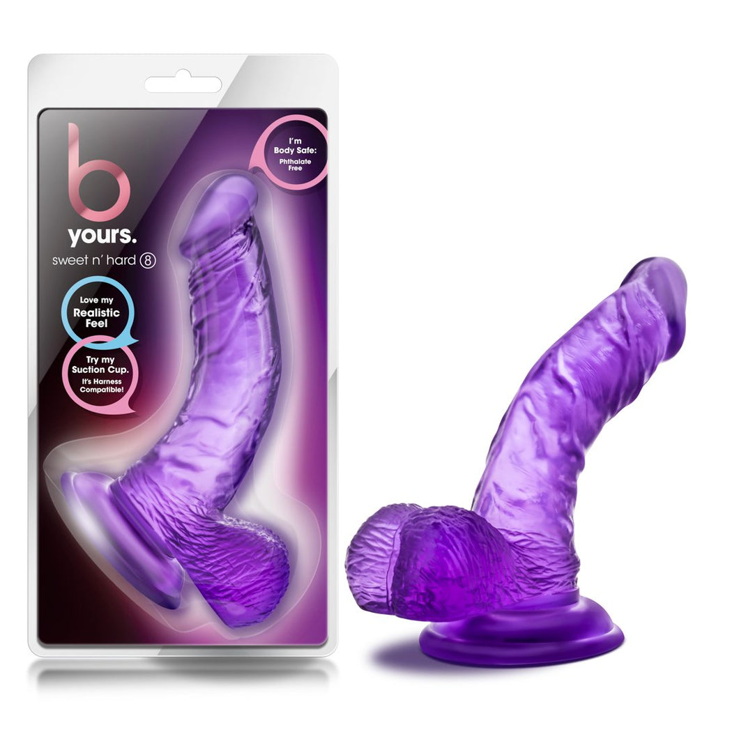 Blush Novelties B Yours Sweet N' Hard 8-6 1/2 Inch Soft Realistic Feel Stimulating Curved Dildo - Suction Cup Harness Compatible