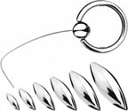 Heuceo Oval Bullet BDSM Urethral Sound Stainless Steel Penis Plug Bladder Dilators with Ring & Nylon Line Erotic SM Sex Toys Set